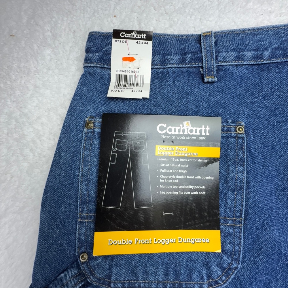 Carhartt Double Front Washed Logger Dungaree Jeans B73 DST Darkstone 42x34 NWT